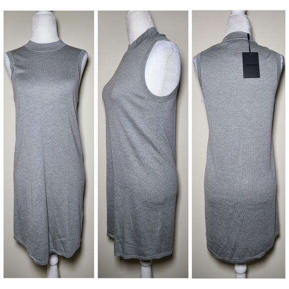 NWT|Naadam Grey Cashmere Silk Blend Sleeveless Mini Shift Dress, XS - Picture 1 of 4